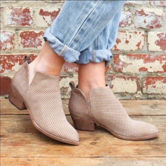 Dolce Vita Perforated Leather Ankle Booties Taupe - Picture 12 of 12